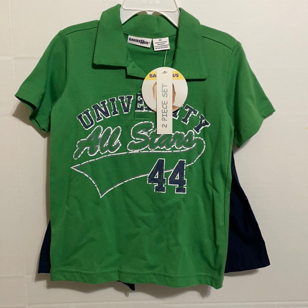 BabiesRus 2 piece set green and navy size 3T